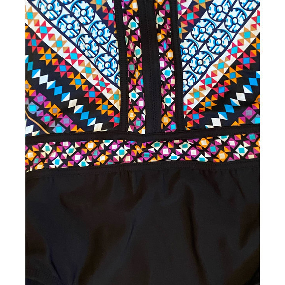 Aqua Green Womens Halter Top One Piece Swimsuit Aztec Design Small - Picture 3 of 9